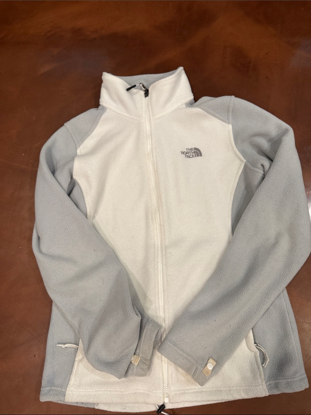 The North Face White & Light Gray Full-Zip Fleece Jacket